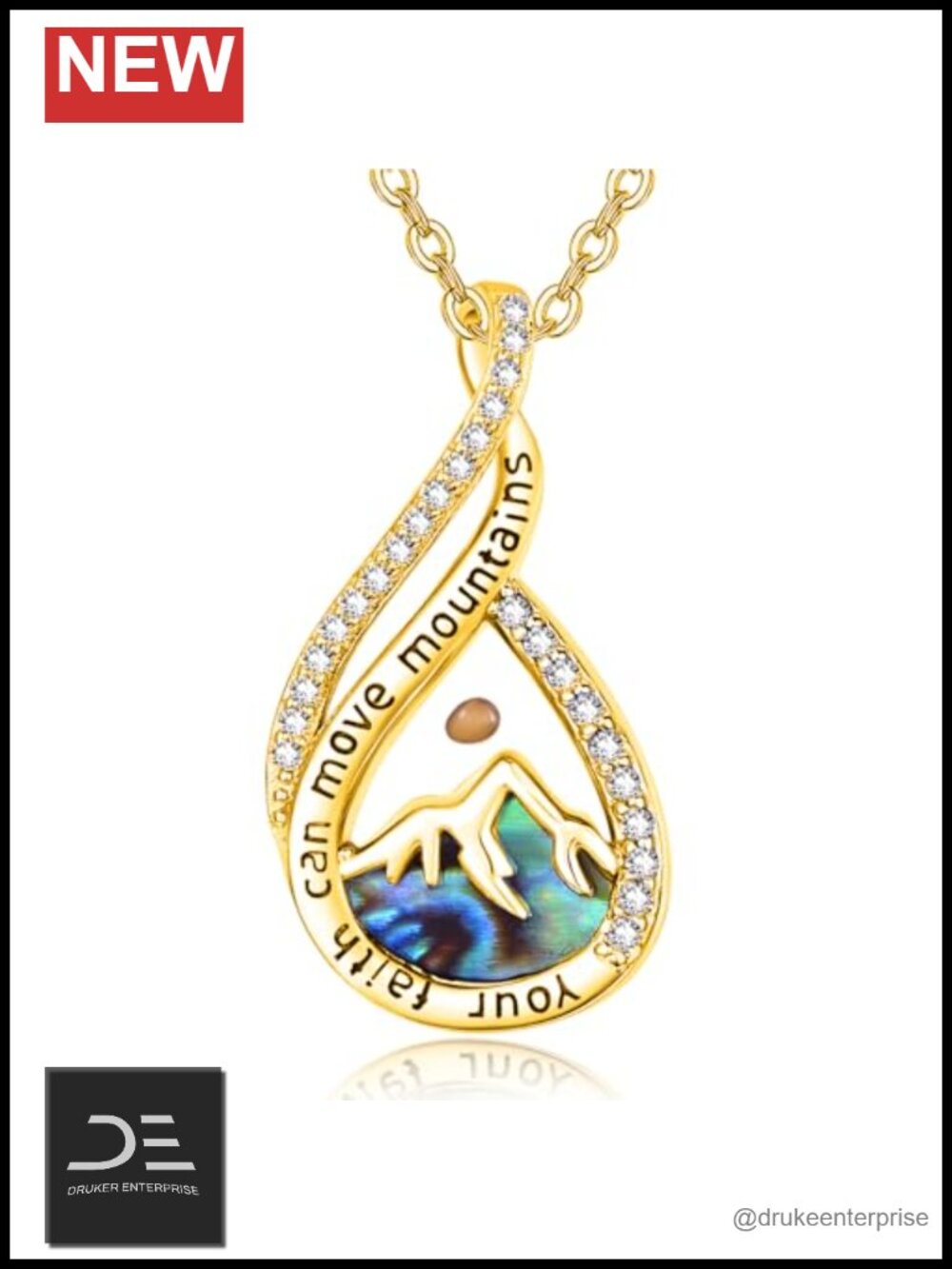 925 Sterling Silver Mustard Seed Mountain Pendant Necklace Women Christian